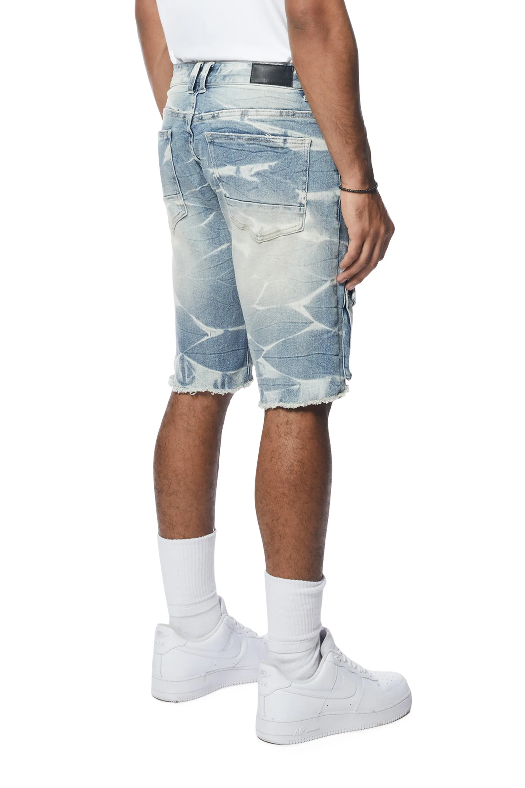 Rip & Repair Cargo Jean Shorts - Bergen Blue