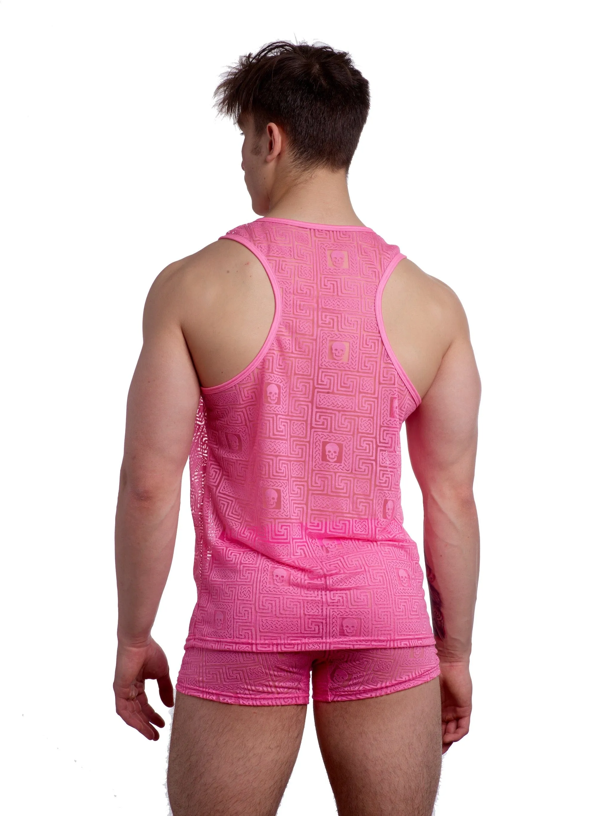 Roman Tile Burnout Tank Neon Pink