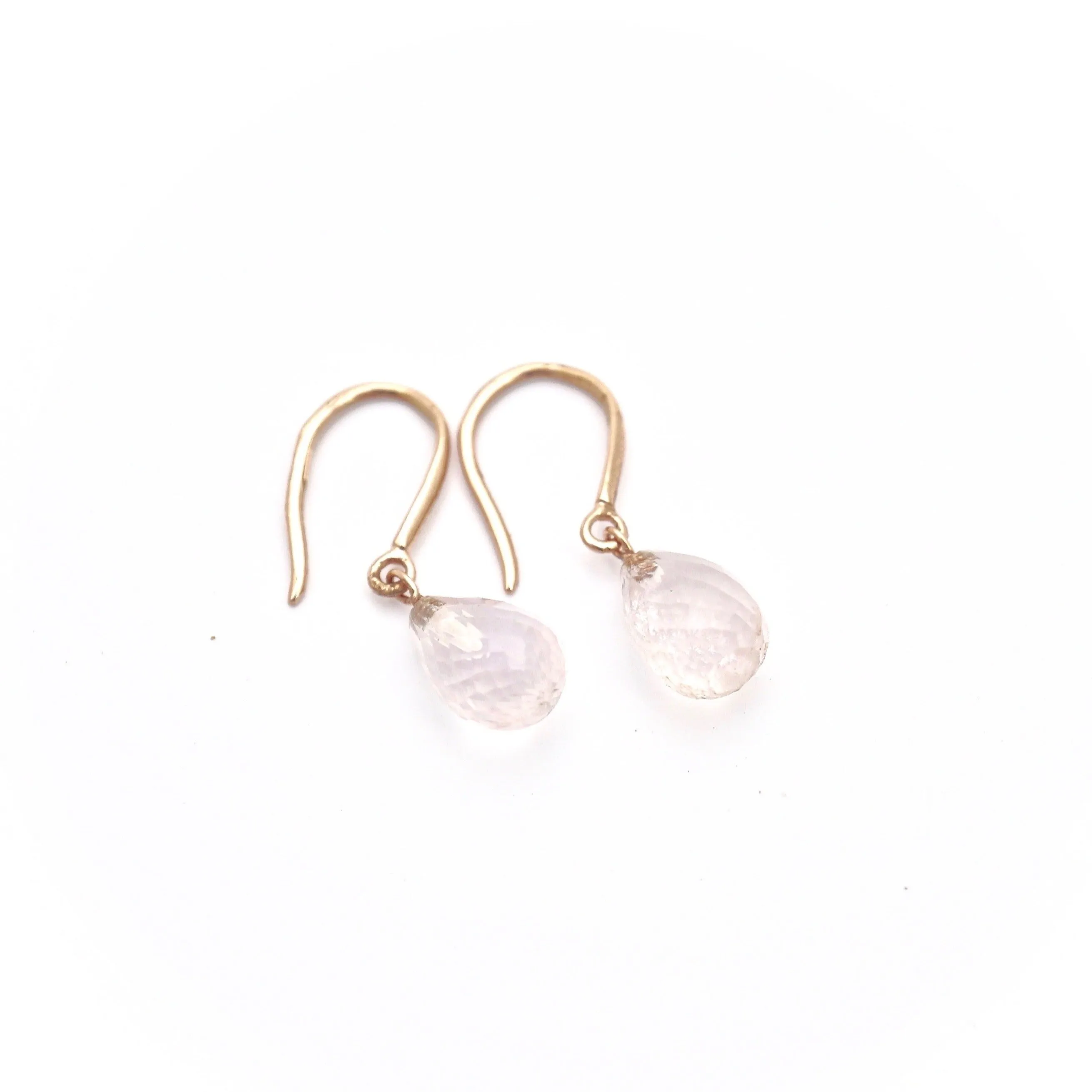 Rose Quartz Briolette Earrings - Rose Quartz Drop Earrings - Dainty Rose Quartz Earrings