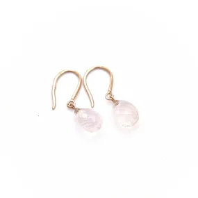 Rose Quartz Briolette Earrings - Rose Quartz Drop Earrings - Dainty Rose Quartz Earrings