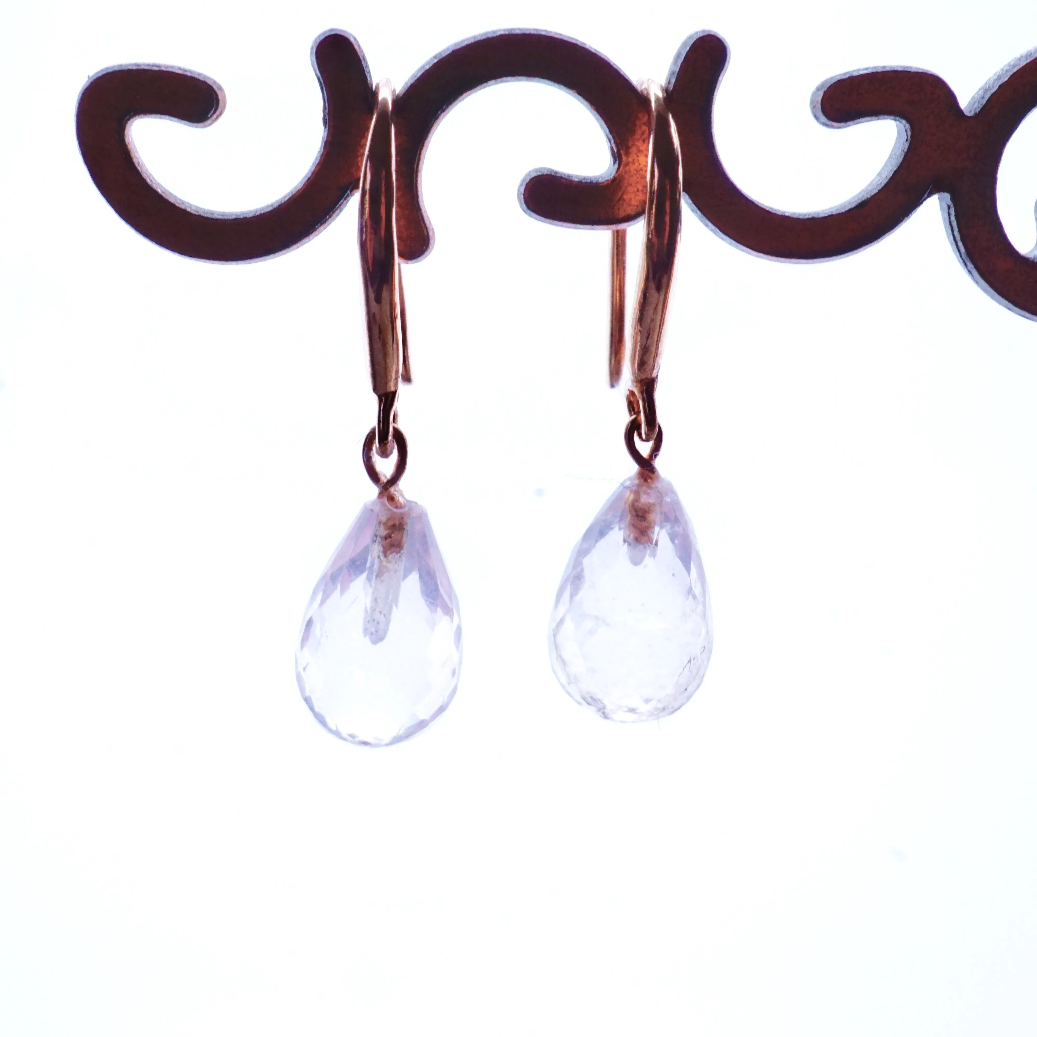 Rose Quartz Briolette Earrings - Rose Quartz Drop Earrings - Dainty Rose Quartz Earrings