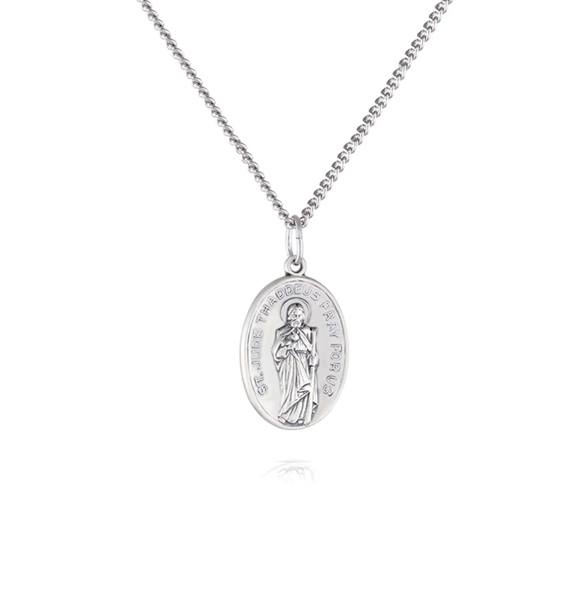 Saint Jude Pray For Us Necklace Silver Saint Jude Chain