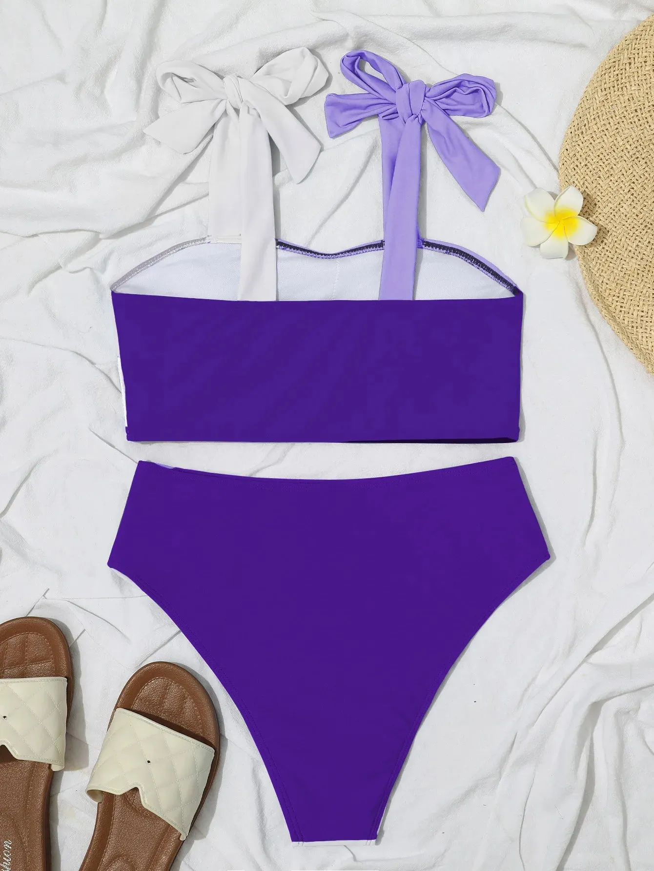 Sarah Pink - High Waist Bikini mit Farbblockdesign