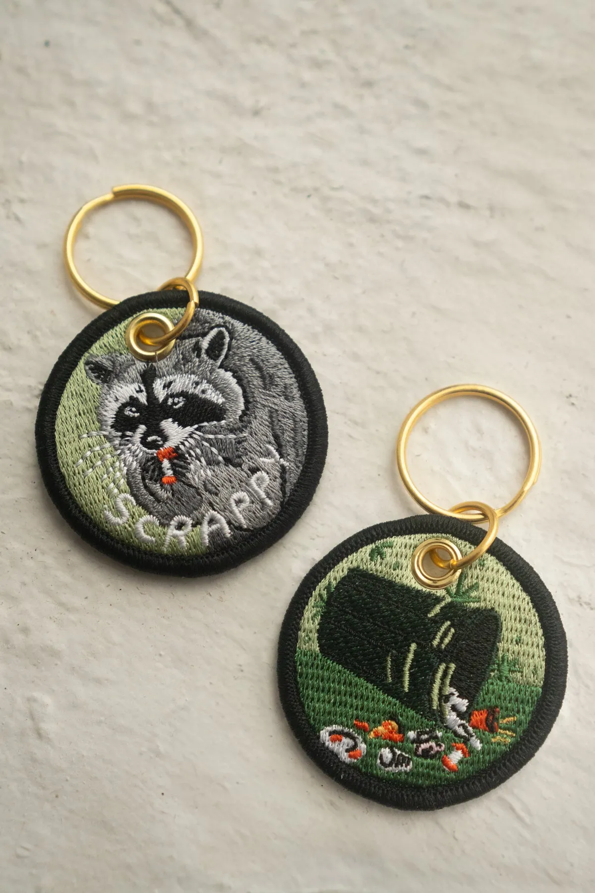 Scrappy Raccoon - Embroidered Keychain