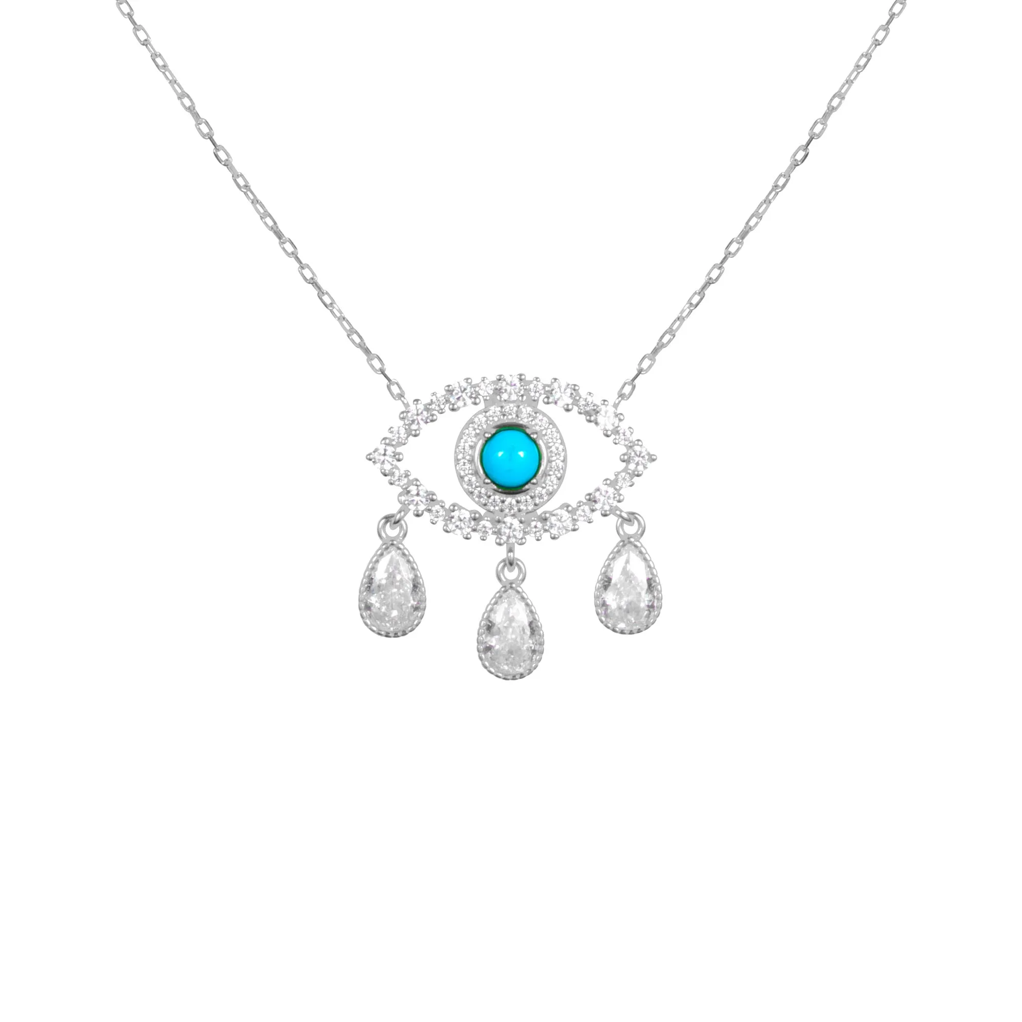 Sterling silver Diamond Tears eye necklace