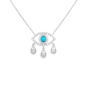 Sterling silver Diamond Tears eye necklace