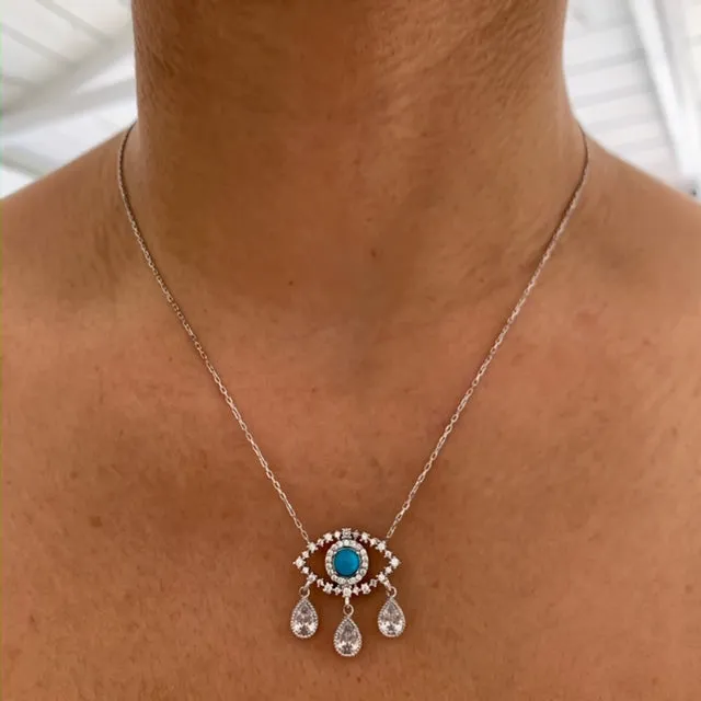 Sterling silver Diamond Tears eye necklace