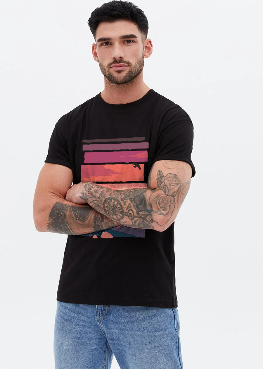 Sun Tree Birds Men Half Sleeve T-Shirt