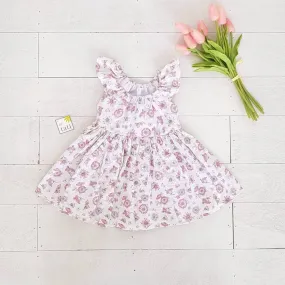 Suntan Dress in Pink Flowers Print