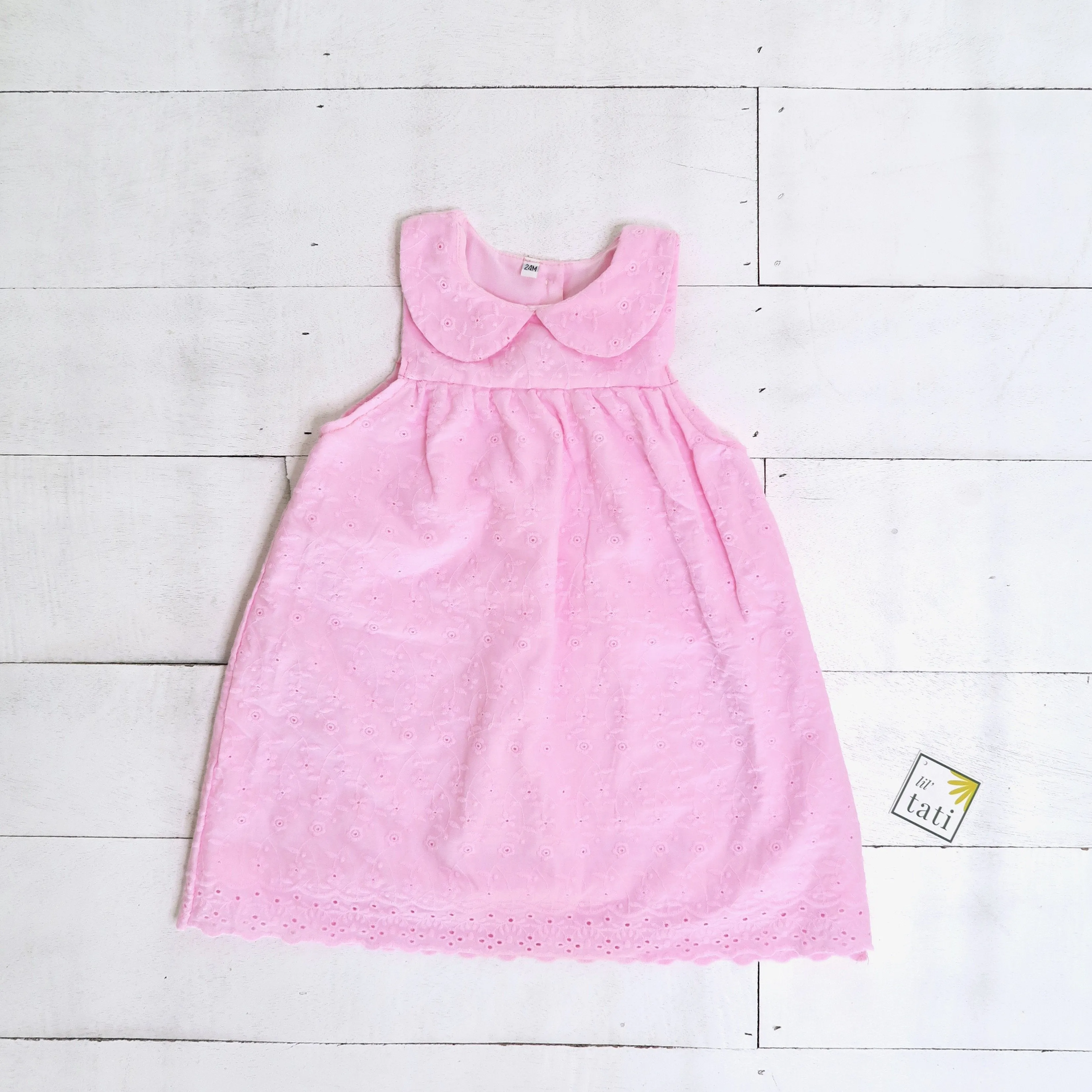 Tea Rose Dress in Pink Eyelet