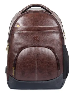 THE CLOWNFISH Combo Of Fredrick 27 liters Faux Leather 15.6 inch Laptop Backpack (Hickory) Dark Brown Women's Wallet