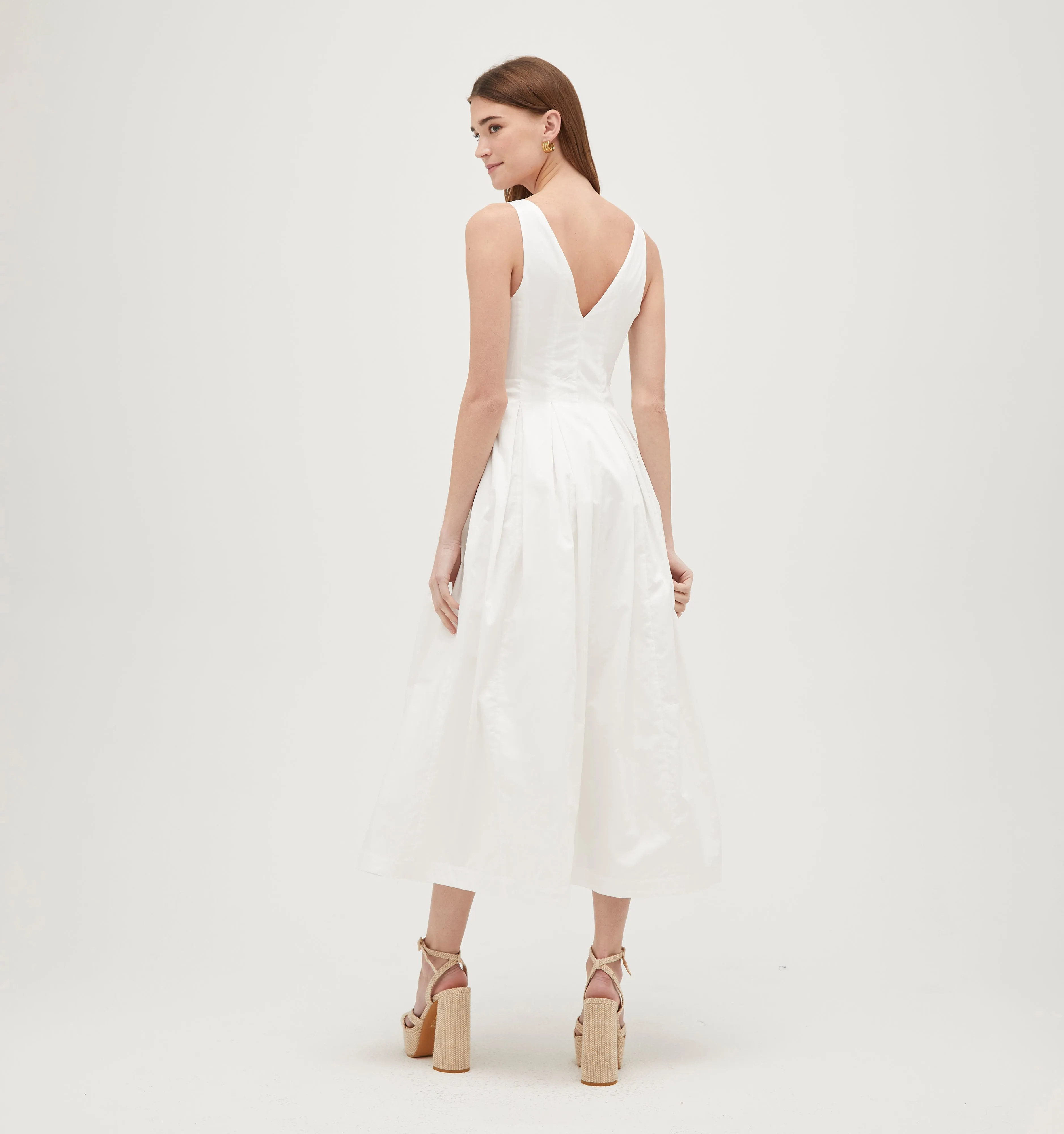 The Jacqueline Dress - White Cotton Sateen