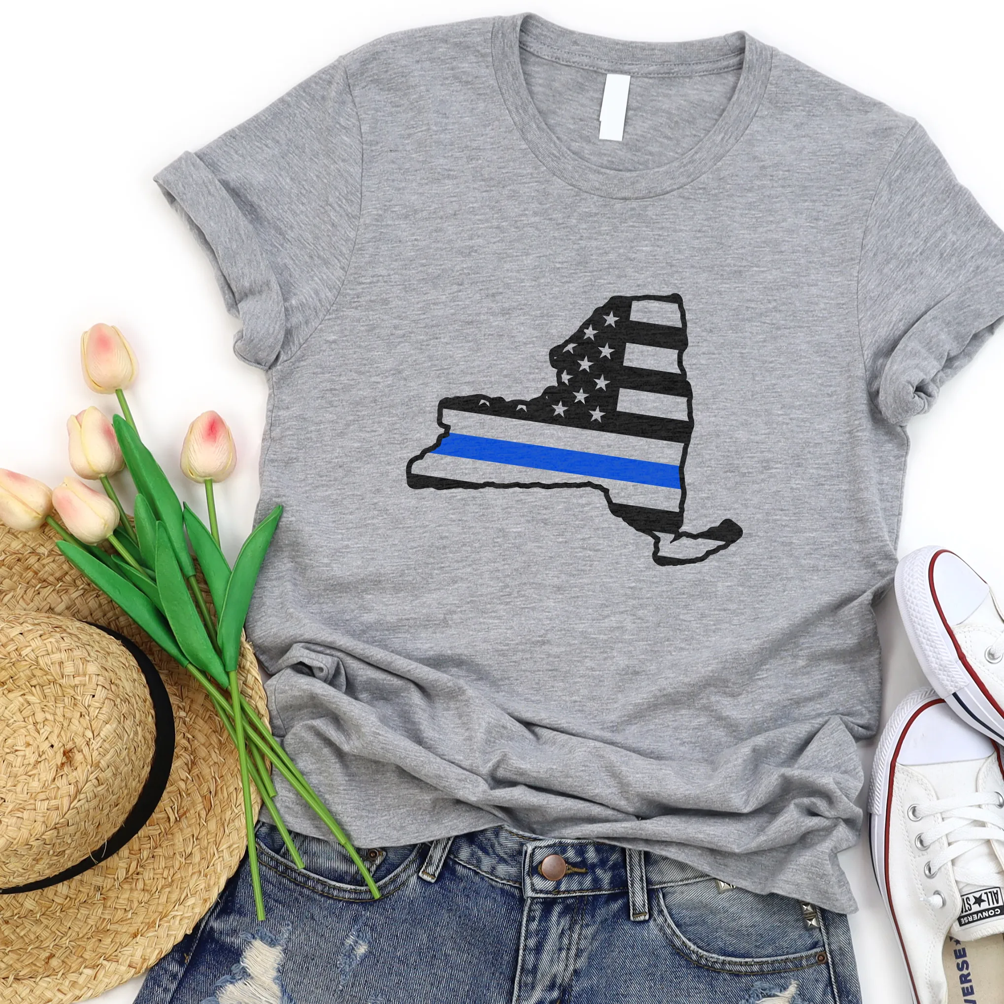 Thin Blue Line USA Flag State T-Shirt