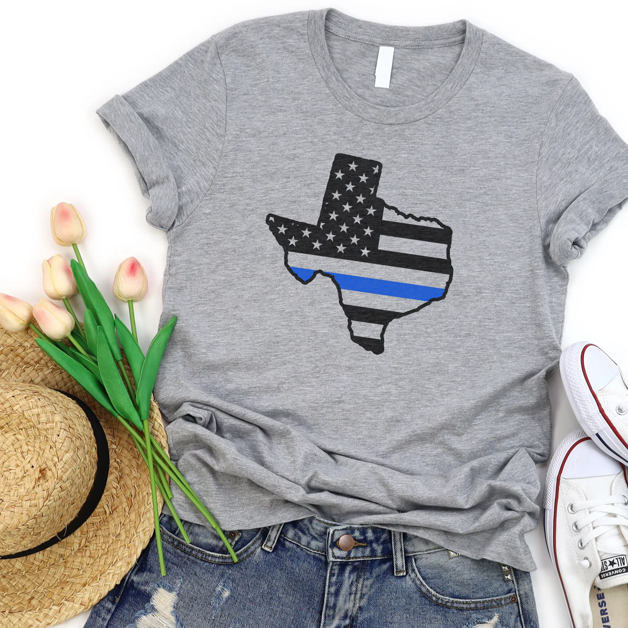 Thin Blue Line USA Flag State T-Shirt