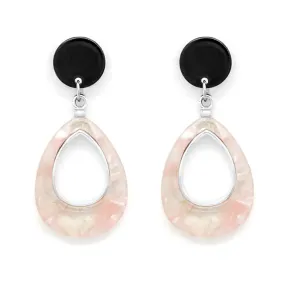 Trendy earrings with pink acrylic marble