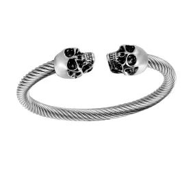 Twisted Skull Head Bangle,Stainless Steel