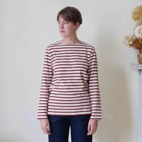 Unisex Striped Breton Top - Cream/Brick