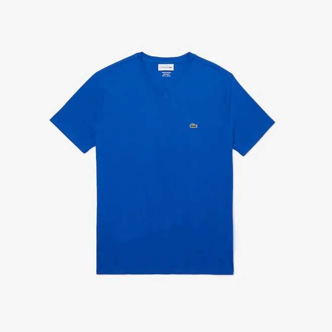 V-NECK PIMA COTTON T-SHIRT (ROYAL BLUE) - LACOSTE