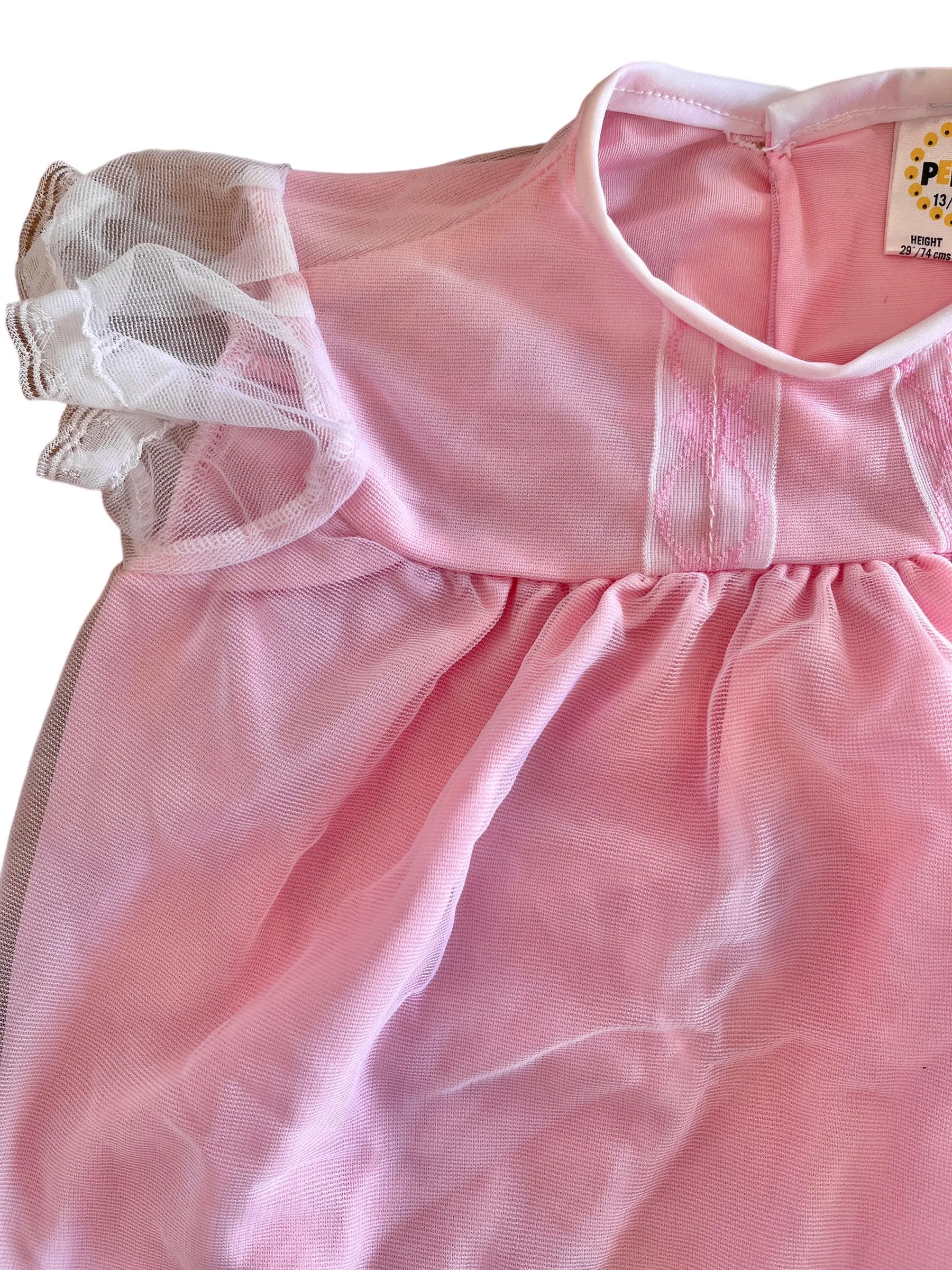 Vintage 1960's PERIDOT Pink Sheer / Ruffle  Dress / 6-9M