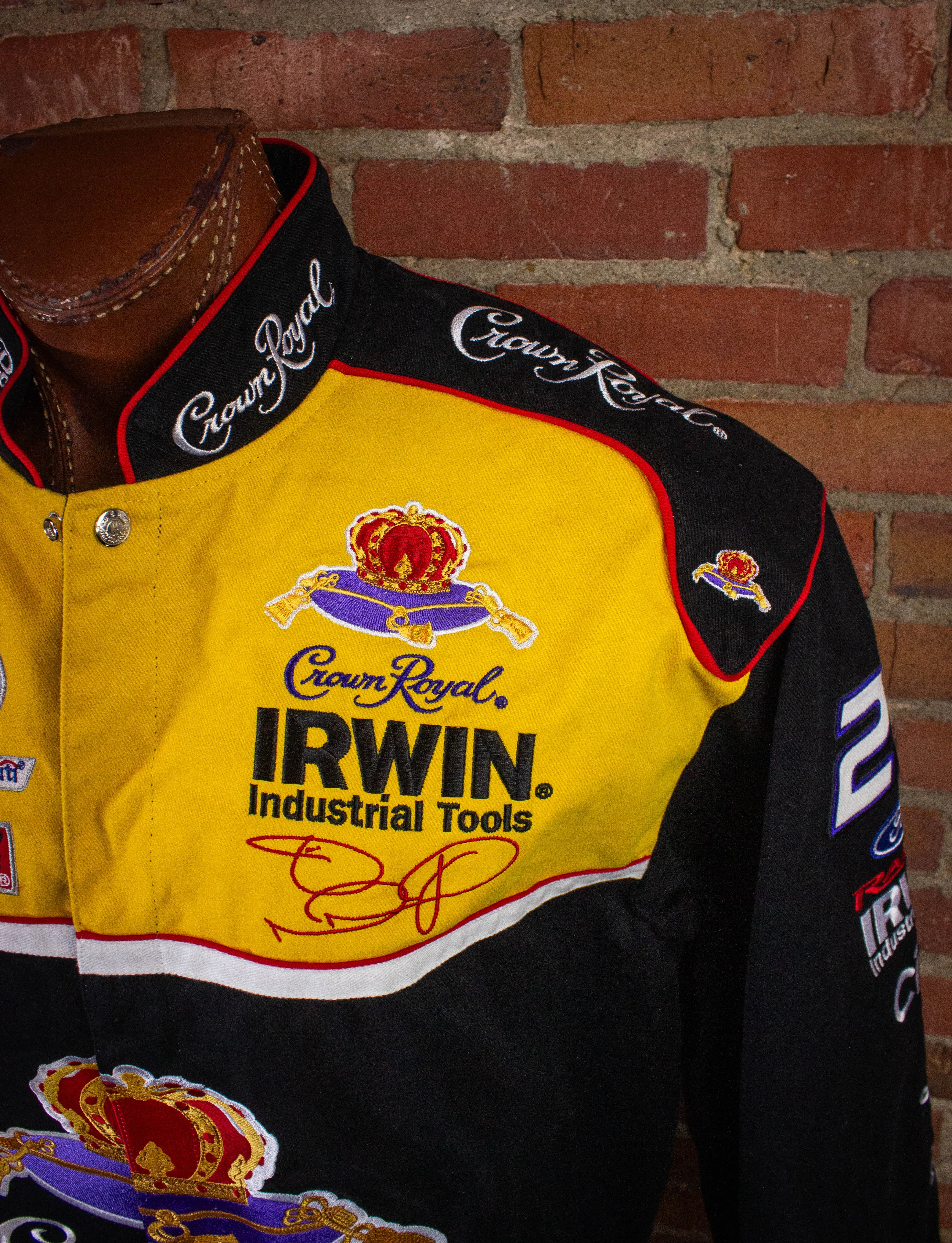 Vintage Jamie McMurray Crown Royal Nascar Racing Jacket Deadstock 2000s Black/Yellow XL