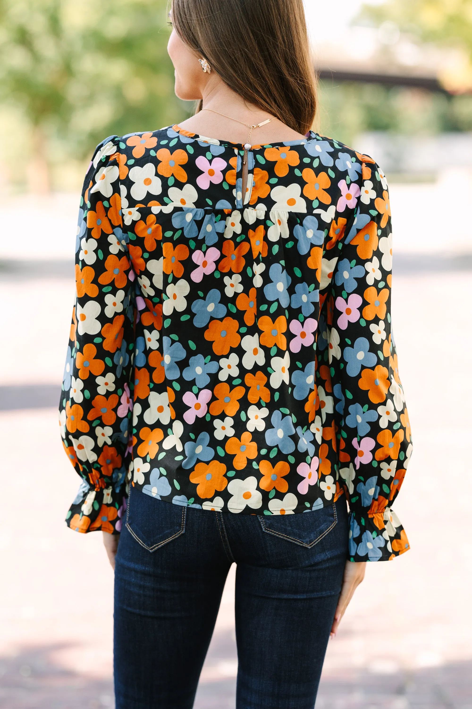 Waiting For You Black Floral Blouse