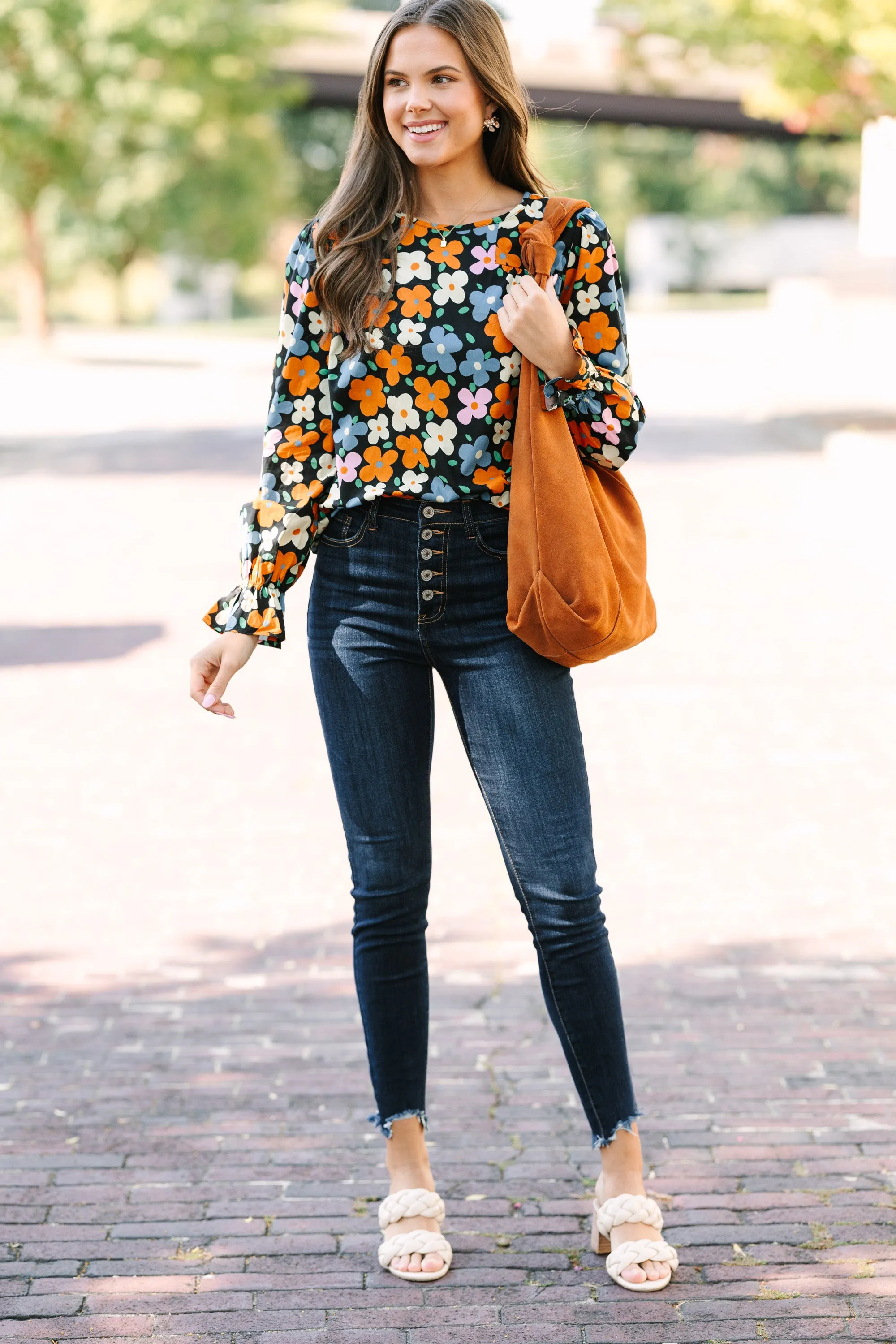 Waiting For You Black Floral Blouse