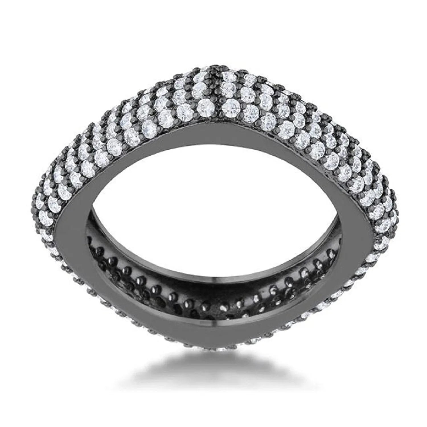 WildKlass 1.29ct CZ Hematite Contemporary Square Band Ring