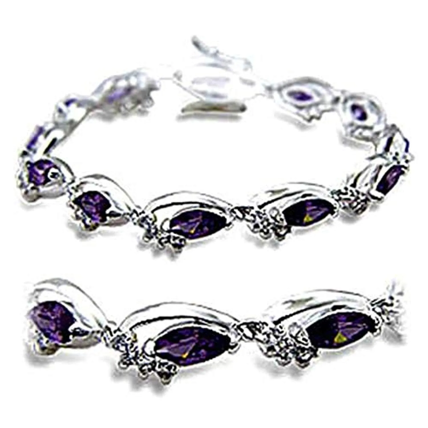 WildKlass Stainless Steel Western Bracelet Rhodium Women AAA Grade CZ Amethyst