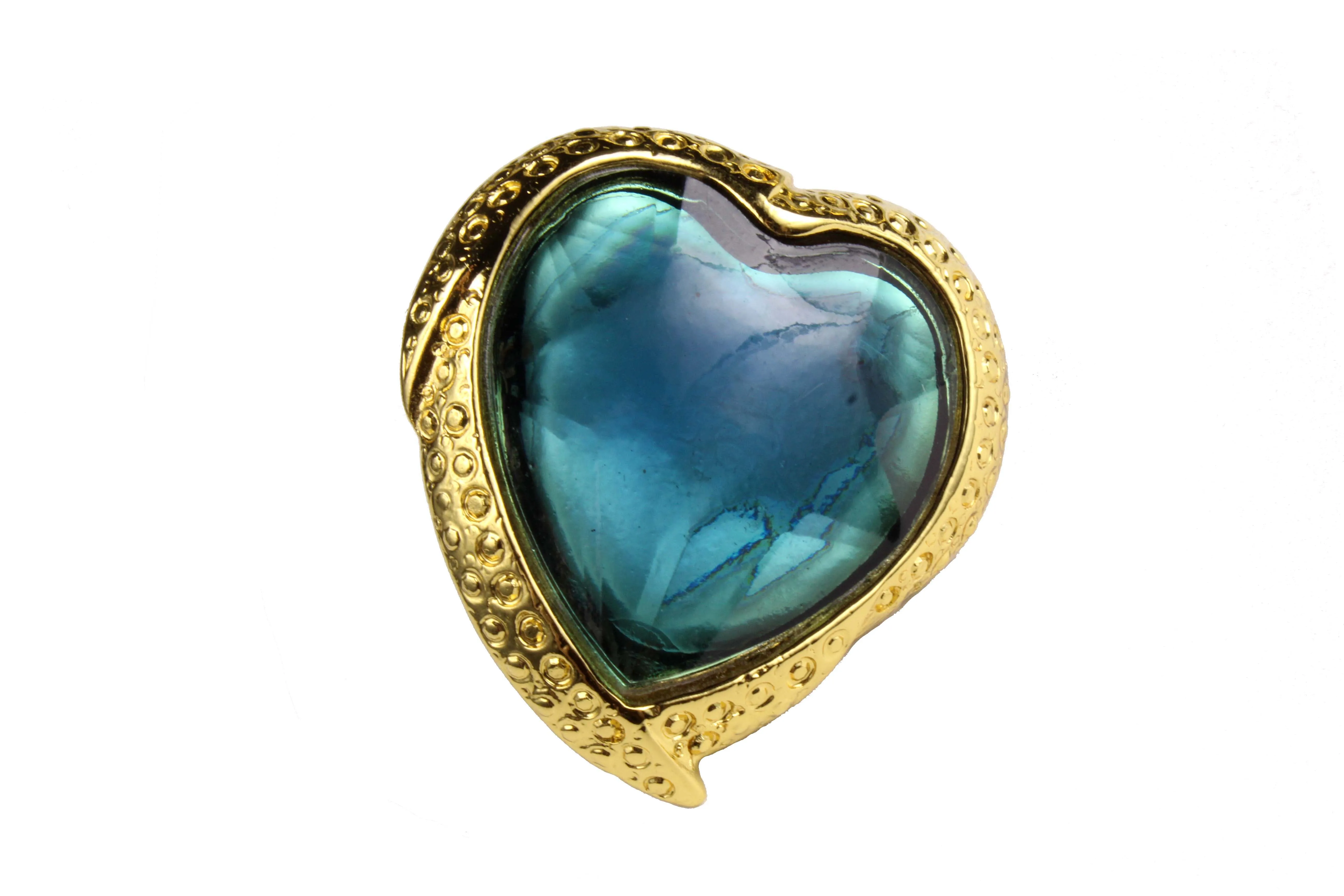 YVES SAINT LAURENT  blue heart brooch