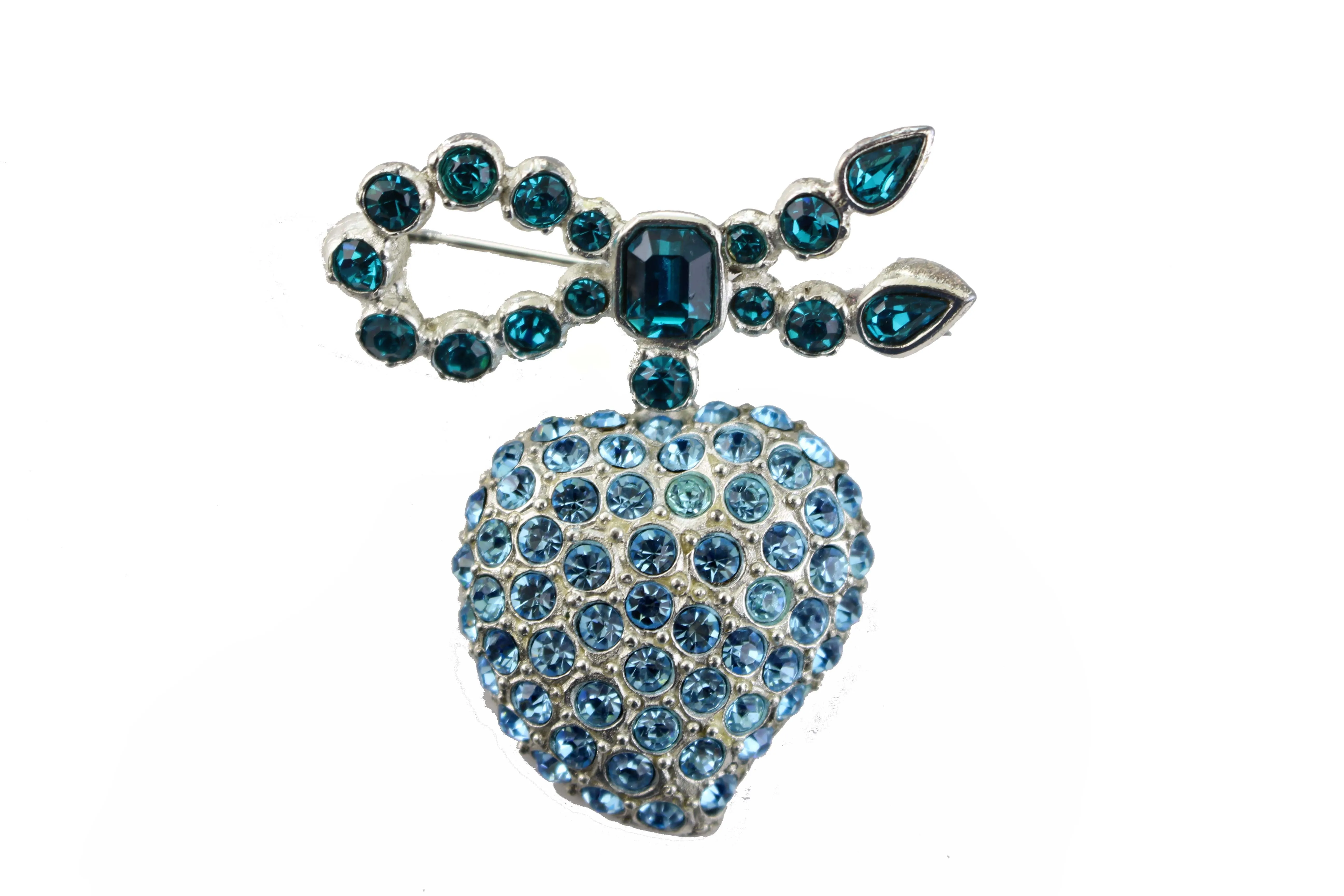 YVES SAINT LAURENT ligth blue heart brooch