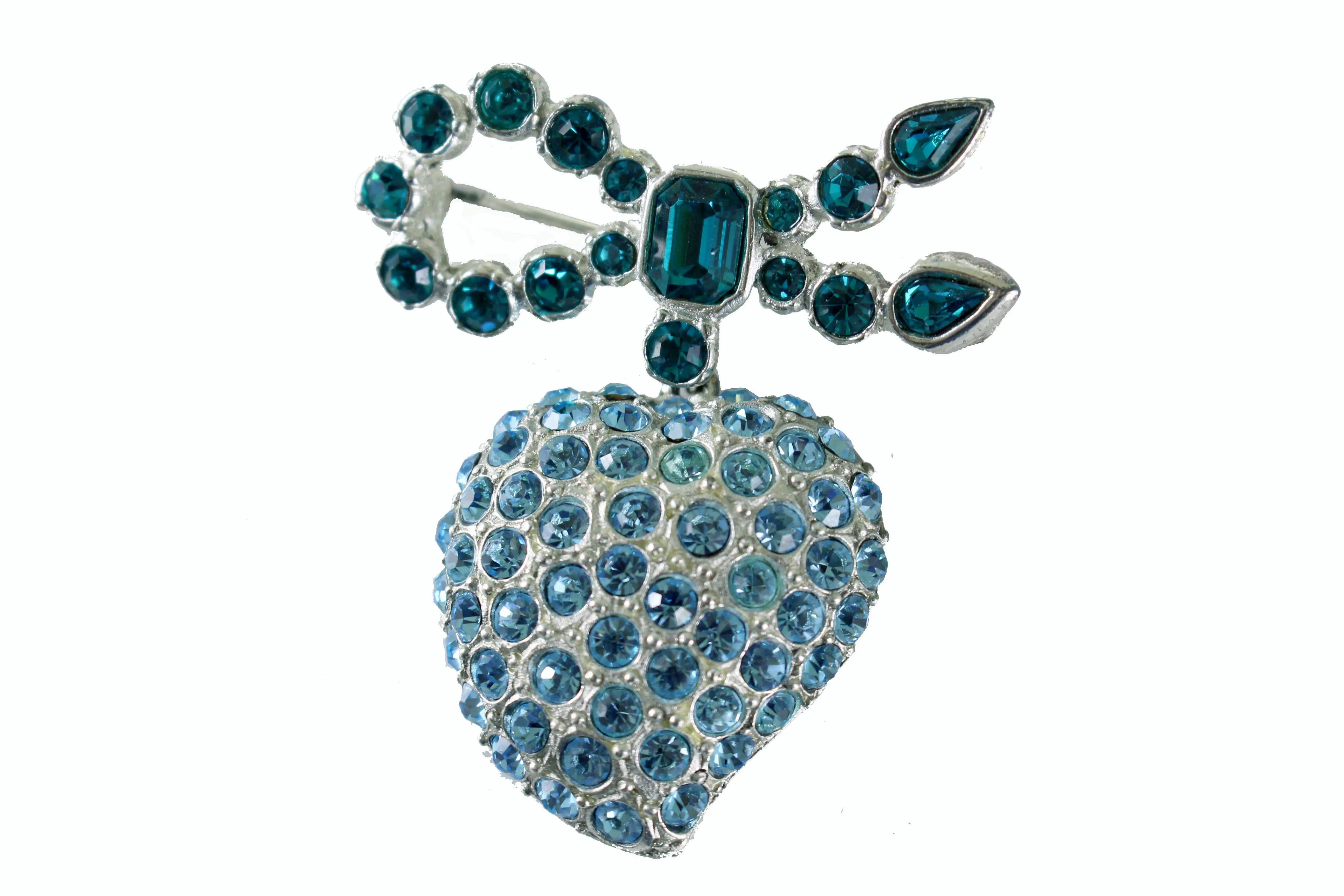 YVES SAINT LAURENT ligth blue heart brooch